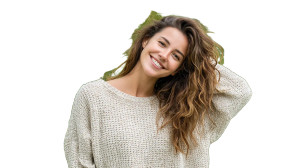 Smiling Brunette Woman V4 Vinyl Car Decal Sticker – Waterproof & UV-Resistant 