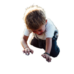 Crying Boy Climbing Vinyl Car Decal Sticker – Waterproof & UV-Resistant 