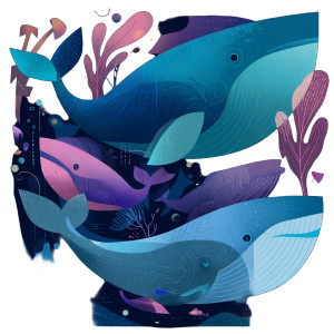 Sea Animal Illustration Vinyl Car Decal Sticker – Waterproof & UV-Resistant 