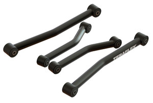 Fits 2007-2018 Jeep Wrangler JK Teraflex Control Arm 1254000 Sport FlexArm; Tubular; Non Adjustable; Black; Steel; With Rubber Bushings; Set Of 4