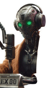 Futuristic Robot Podcaster Vinyl Car Decal Sticker – Waterproof & UV-Resistant 