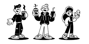 Retro Coffee Characters Vinyl Car Decal Sticker – Waterproof & UV-Resistant Retro Coffee Characters Vinyl Car Decal Sticker – Waterproof & UV-Resistant