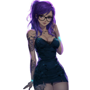 Purple-Haired Anime Girl V3 Vinyl Car Decal Sticker – Waterproof & UV-Resistant 