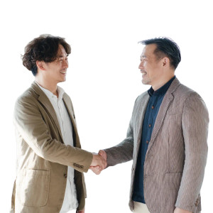 Japanese Men Handshake Vinyl Car Decal Sticker – Waterproof & UV-Resistant 