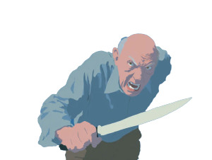 Angry Elderly Knife Vinyl Car Decal Sticker – Waterproof & UV-Resistant Angry Elderly Knife Vinyl Car Decal Sticker – Waterproof & UV-Resistant