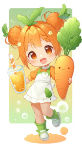 Chibi Carrot Girl Vinyl Car Decal Sticker – Waterproof & UV-Resistant 