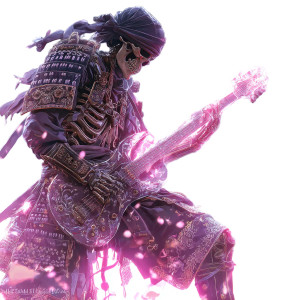 Skeleton Samurai Musician Vinyl Car Decal Sticker – Waterproof & UV-Resistant Skeleton Samurai Musician Vinyl Car Decal Sticker – Waterproof & UV-Resistant