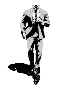 Muscular Businessman Manga Vinyl Car Decal Sticker – Waterproof & UV-Resistant 
