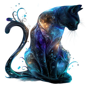 Galactic Black Cat Vinyl Car Decal Sticker – Waterproof & UV-Resistant 