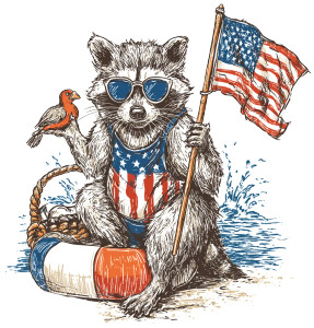 Patriotic Raccoon Design Vinyl Car Decal Sticker – Waterproof & UV-Resistant 