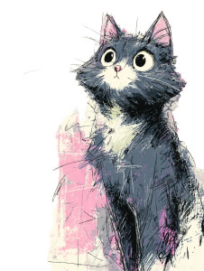 Whimsical Kitty Sketch V3 Vinyl Car Decal Sticker – Waterproof & UV-Resistant 