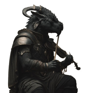 Black Dragonborn Violinist Vinyl Car Decal Sticker – Waterproof & UV-Resistant 