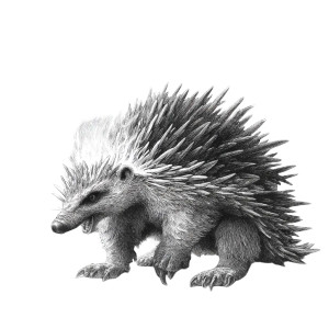 Fiery Echidna Sketch Vinyl Car Decal Sticker – Waterproof & UV-Resistant 