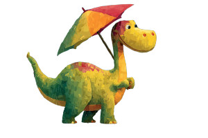 Dinosaur With Umbrella Vinyl Car Decal Sticker – Waterproof & UV-Resistant 