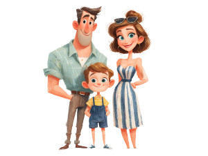 Family Portrait Summer Vinyl Car Decal Sticker – Waterproof & UV-Resistant 