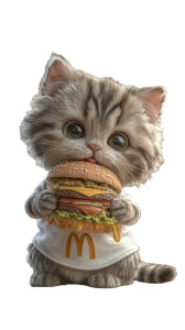 Curious Kitten With Burger Vinyl Car Decal Sticker – Waterproof & UV-Resistant Curious Kitten With Burger Vinyl Car Decal Sticker – Waterproof & UV-Resistant