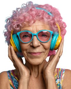 Vibrant Elderly Woman Vinyl Car Decal Sticker – Waterproof & UV-Resistant 