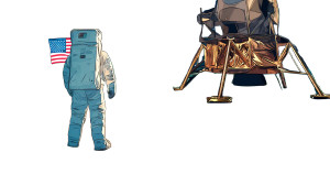 Lunar Astronaut Scene V2 Vinyl Car Decal Sticker – Waterproof & UV-Resistant 