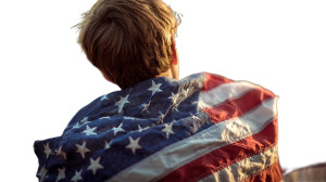 Boy With Flag Vinyl Car Decal Sticker – Waterproof & UV-Resistant 