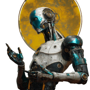 Robot Jesus Pose Vinyl Car Decal Sticker – Waterproof & UV-Resistant 