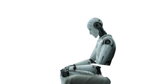 Futuristic Robot Interview Vinyl Car Decal Sticker – Waterproof & UV-Resistant 