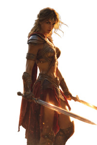 Female Warrior Battle V2 Vinyl Car Decal Sticker – Waterproof & UV-Resistant 