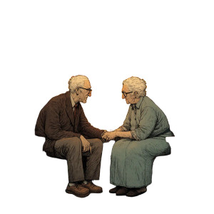 Elderly Couple In Flames Vinyl Car Decal Sticker – Waterproof & UV-Resistant 
