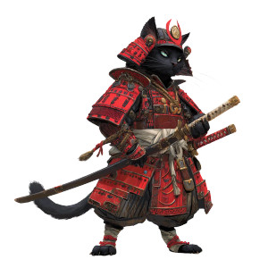 Samurai Cat V45 Vinyl Car Decal Sticker – Waterproof & UV-Resistant Samurai Cat V45 Vinyl Car Decal Sticker – Waterproof & UV-Resistant
