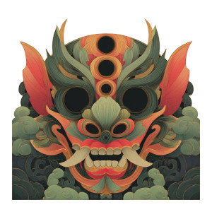 Ancient Chinese Mask V3 Vinyl Car Decal Sticker – Waterproof & UV-Resistant 