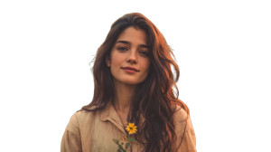 Serene Woman With Flower Vinyl Car Decal Sticker – Waterproof & UV-Resistant 