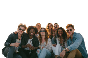 Rooftop Party Friends Vinyl Car Decal Sticker – Waterproof & UV-Resistant 