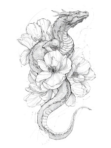 Dragon Orchid Tattoo Vinyl Car Decal Sticker – Waterproof & UV-Resistant 