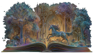 Unicorn Book Art Vinyl Car Decal Sticker – Waterproof & UV-Resistant 