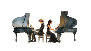 Pianists In Harmony Vinyl Car Decal Sticker – Waterproof & UV-Resistant Pianists In Harmony Vinyl Car Decal Sticker – Waterproof & UV-Resistant