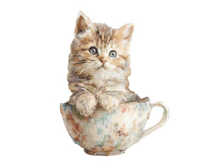 Playful Kitten Teacup Vinyl Car Decal Sticker – Waterproof & UV-Resistant Playful Kitten Teacup Vinyl Car Decal Sticker – Waterproof & UV-Resistant