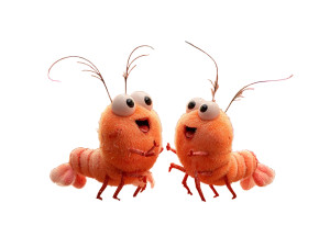 Dancing Cartoon Shrimps Vinyl Car Decal Sticker – Waterproof & UV-Resistant 