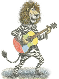 Cartoon Lion Musician Vinyl Car Decal Sticker – Waterproof & UV-Resistant 