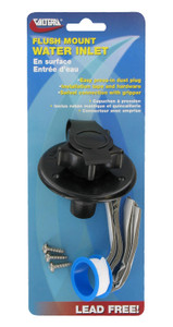 Valterra Fresh Water Inlet | RV Flush Mount Inlet with Check Valve | Easy Press-In Dust Plug