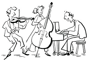 Three Musicians Performing Vinyl Car Decal Sticker – Waterproof & UV-Resistant Three Musicians Performing Vinyl Car Decal Sticker – Waterproof & UV-Resistant