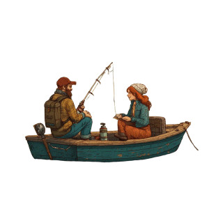 Couple Fishing Vinyl Car Decal Sticker – Waterproof & UV-Resistant 
