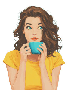 Coffee Ad Girl Vinyl Car Decal Sticker – Waterproof & UV-Resistant 