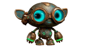 Cute Bronze Robot Vinyl Car Decal Sticker – Waterproof & UV-Resistant 