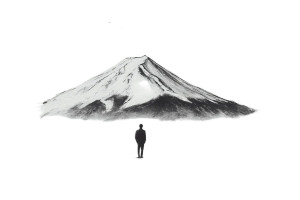 Man Before Fuji Vinyl Car Decal Sticker – Waterproof & UV-Resistant 