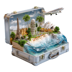 Miniature Beach Suitcase V2 Vinyl Car Decal Sticker – Waterproof & UV-Resistant 