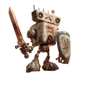 Rusty Robot Warrior Vinyl Car Decal Sticker – Waterproof & UV-Resistant Rusty Robot Warrior Vinyl Car Decal Sticker – Waterproof & UV-Resistant