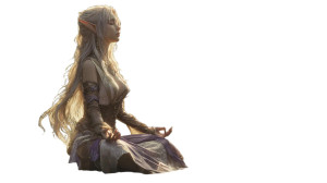 Meditating Elven Woman Vinyl Car Decal Sticker – Waterproof & UV-Resistant 