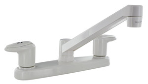 Catalina 8 Inch Kitchen Faucet | White/Plastic | 2 Acrylic Lever Handle | 1/4 Turn Washerless Valve