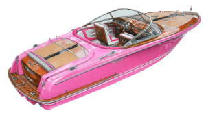 Pink Luxurious Speedboat Vinyl Car Decal Sticker – Waterproof & UV-Resistant 
