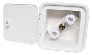 Innovative Hot & Cold Spray Port | 5-3/4 Inch Depth | Easy Installation | White Plastic | Quick Connect Valve Innovative Hot & Cold Spray Port | 5-3/4 Inch Depth | Easy Installation | White Plastic | Quick Connect Valve