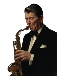 Ronald Reagan Saxophone Vinyl Car Decal Sticker – Waterproof & UV-Resistant 